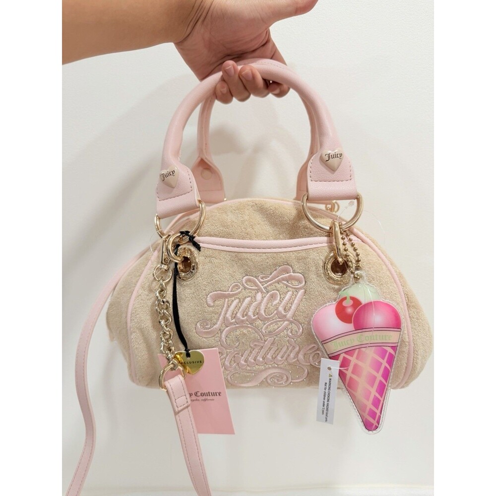 Juicy Couture Sugar Rush Satchel Buff Beige New with Tags + Ice Cream Keychain